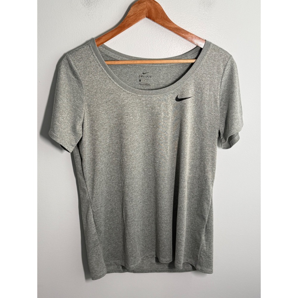 Nike Dri-FIT Women Gray Scoop Neck Short Sleeve Training T-Shirt Size L